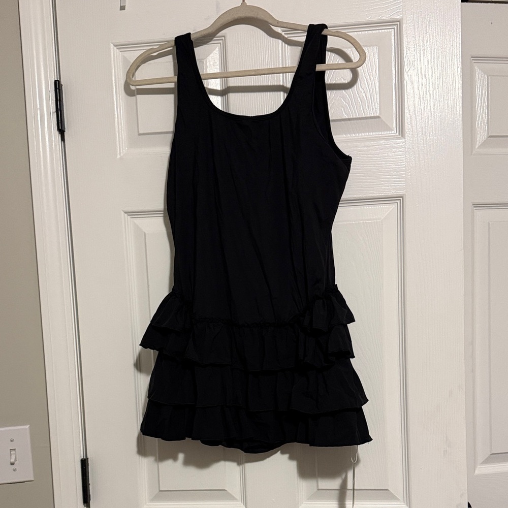 HALARA Black Tiered Ruffle Tank Dress